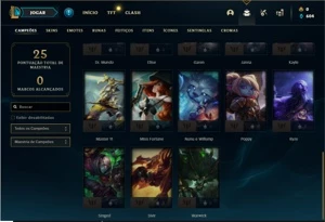 Conta Platina 4 com 28 Champs e 5 Skins + 4 Fragmentos - League of Legends LOL
