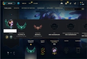Conta Platina 4 com 28 Champs e 5 Skins + 4 Fragmentos - League of Legends LOL