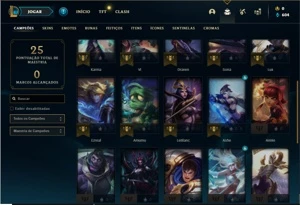 Conta Platina 4 com 28 Champs e 5 Skins + 4 Fragmentos - League of Legends LOL