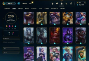 Bronze 3 com TODOS os champs e 230 Skins + 4 Prestigios - League of Legends LOL