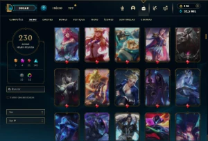 Bronze 3 com TODOS os champs e 230 Skins + 4 Prestigios - League of Legends LOL