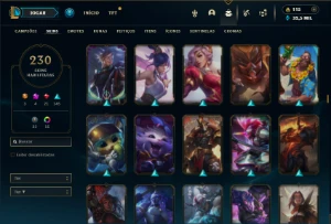 Bronze 3 com TODOS os champs e 230 Skins + 4 Prestigios - League of Legends LOL