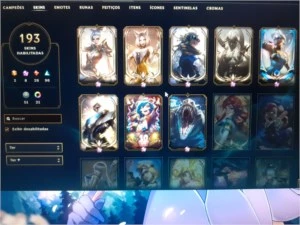 Conta League of Legends com 193 skin incluindo 8 míticas LOL