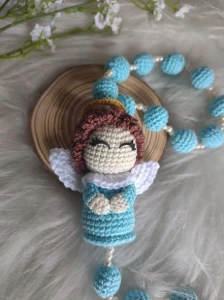 Terço de Crochê com Anjinhos - Artesanato e Personalizados