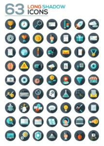 126 Flat Designed Icons PSD e AI - Serviços Digitais