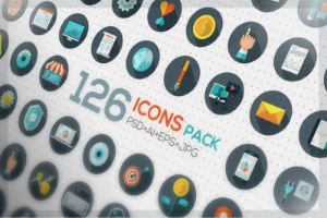 126 Flat Designed Icons PSD e AI - Serviços Digitais