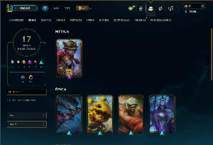 Esmerlada 1 com 60 Champs e 17 Skins +5 Vitoriosas