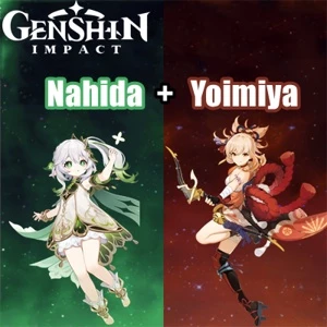 Conta Genshin Impact AR 5 com Nahida e Yoimiya
