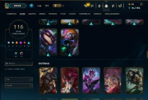 Unranked com TODOS os Champs e 116 Skins ( MID / TOP ) - League of Legends LOL