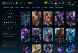 Unranked com TODOS os Champs e 116 Skins ( MID / TOP ) - League of Legends LOL
