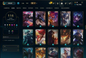 Unranked com TODOS os Champs e 116 Skins ( MID / TOP ) - League of Legends LOL
