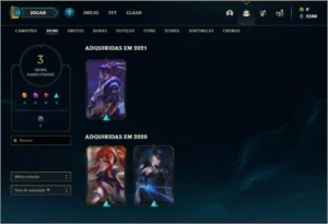 Conta ouro 1 com 3 skins e 28 champs - League of Legends LOL