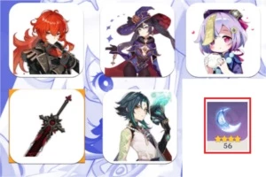 GENSHIN IMPACT AR44 - DILUC + TÚMULO, XIÃO, QIQI E MONA.