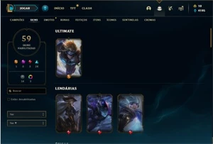 Conta ouro 2 com 81 Champs e 59 Skins - League of Legends LOL