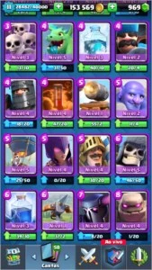 Promoção, conta liga 3 com otimo deck de 3 mosqueteiras. - Clash Royale
