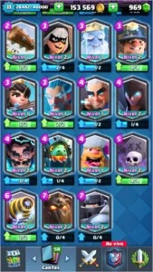 Promoção, conta liga 3 com otimo deck de 3 mosqueteiras. - Clash Royale