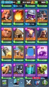 Promoção, conta liga 3 com otimo deck de 3 mosqueteiras. - Clash Royale