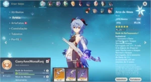Conta Genshin Impact AR 7 com Ganyu, Amos, Mona, Keqing