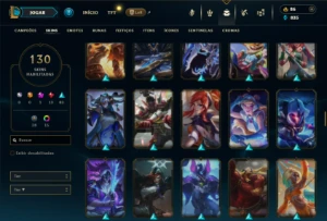 Prata 3 com 130 Champs e 130 Skins - League of Legends LOL