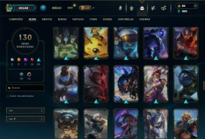 Prata 3 com 130 Champs e 130 Skins - League of Legends LOL