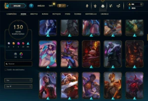 Prata 3 com 130 Champs e 130 Skins - League of Legends LOL