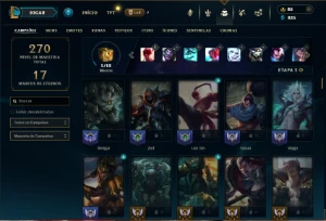 Prata 3 com 130 Champs e 130 Skins - League of Legends LOL