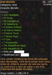 Anel Glursão OVER VIT - Servidor Helioboros - Dofus