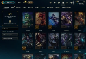 Lvl 21, Skin Lendária, 45K Ea, 3 Skins Total, Honra 4, Lol - League of Legends