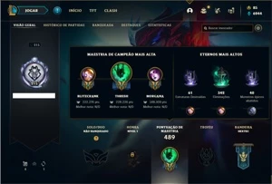 Conta unranked com 150 Champs e 418 Skins + 3 Prestigios - League of Legends LOL