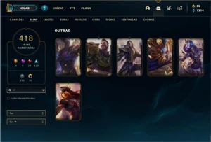 Conta unranked com 150 Champs e 418 Skins + 3 Prestigios - League of Legends LOL