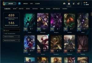Conta unranked com 150 Champs e 418 Skins + 3 Prestigios - League of Legends LOL