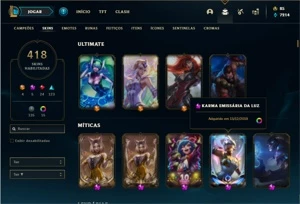 Conta unranked com 150 Champs e 418 Skins + 3 Prestigios - League of Legends LOL
