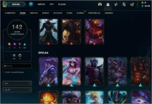 League of Legends CONTA - 142 Skins + All Champs LOL