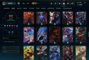 Ouro 1 com 110 Champs e 92 Skins +10 Miticas - League of Legends LOL