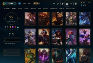 Ouro 1 com 110 Champs e 92 Skins +10 Miticas - League of Legends LOL