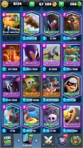Clash Royale Nível 13 mais de 30 cartas fulls ,tá barato