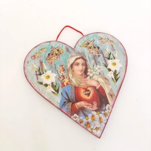 Quadro Coração Sagrado Coração de Maria - Artesanato e Personalizados