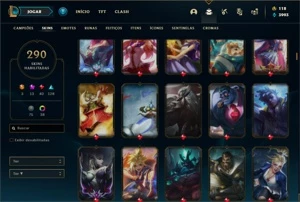 Conta ouro 4 com 150 Champs e 290 Skins + 10 Prestigios - League of Legends LOL