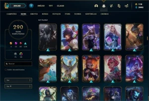 Conta ouro 4 com 150 Champs e 290 Skins + 10 Prestigios - League of Legends LOL