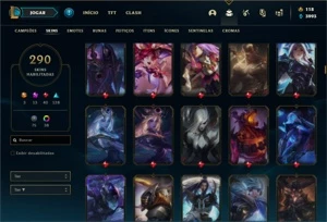 Conta ouro 4 com 150 Champs e 290 Skins + 10 Prestigios - League of Legends LOL