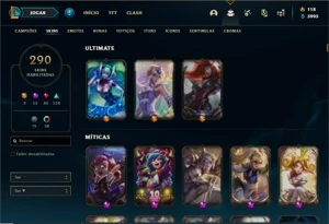 Conta ouro 4 com 150 Champs e 290 Skins + 10 Prestigios - League of Legends LOL