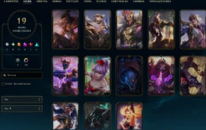 Esmeralda, 19 Skins, 47K EA, honra 4, Lvl 104, 128 campeões - League of Legends LOL