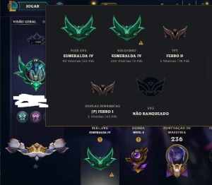Esmeralda, 19 Skins, 47K EA, honra 4, Lvl 104, 128 campeões - League of Legends LOL