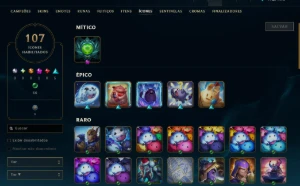 Esmeralda, 19 Skins, 47K EA, honra 4, Lvl 104, 128 campeões - League of Legends LOL