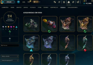 Esmeralda, 19 Skins, 47K EA, honra 4, Lvl 104, 128 campeões - League of Legends LOL