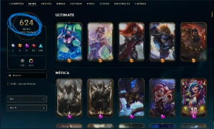 Conta de lol sem Elo 624 Skins 409 icones - League of Legends