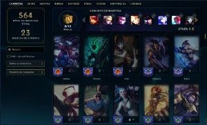 Conta de lol sem Elo 624 Skins 409 icones - League of Legends