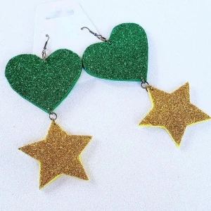 Brincos Carnaval Coração Estrela - Artesanato e Personalizados