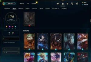 Conta platina 4 com todos campeões e 176 skins - League of Legends LOL