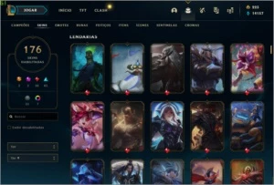 Conta platina 4 com todos campeões e 176 skins - League of Legends LOL